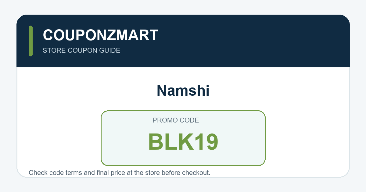 كود خصم Namshi (BLK19) بطاقة رمز عرض Namshi BLK19
