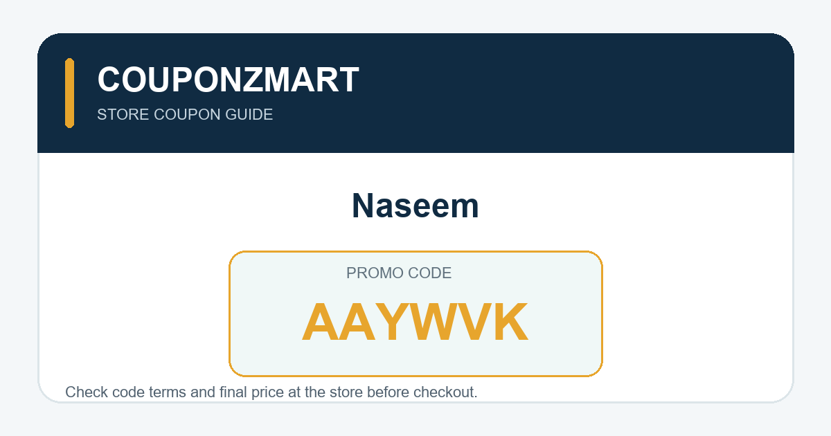 بطاقة كود خصم Naseem AAYWVK