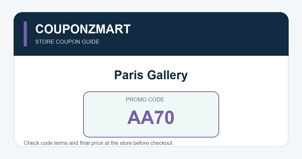 بطاقة كود خصم Paris Gallery AA70