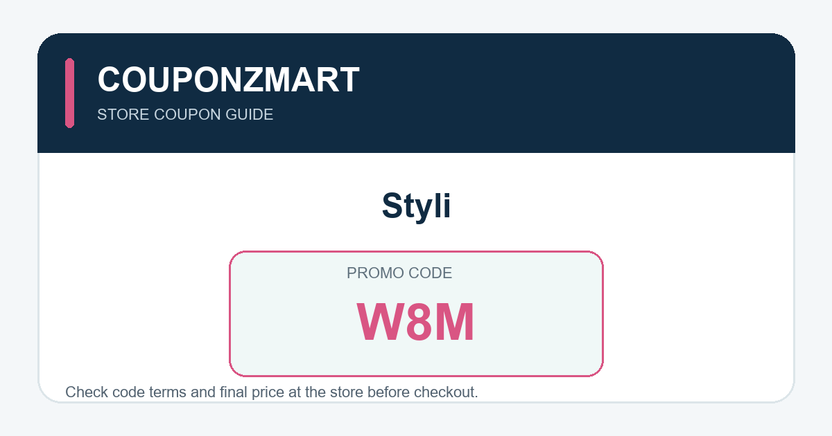 كود خصم Styli (W8M) بطاقة كود خصم Styli W8M